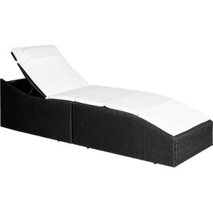 vidaXL - Ligbed - met - kussen - poly - rattan - zwart