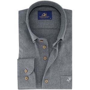 Katoenen effen Eden Valley overhemd normale fit grijs