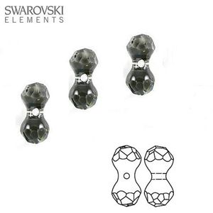 Swarovski Elements, Modular kralen (5150), 11x6mm, black diamond, 6 stuks