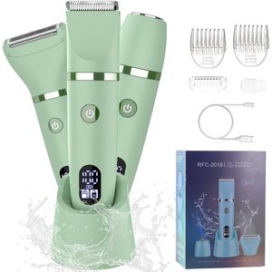 HATTEKER 3-in-1 Ladyshave - Scheerapparaat Vrouw - Epilator - Trimmer vrouw - Bikinitrimmer Dames - USB Oplaadbaar - Nat en droog - Groen