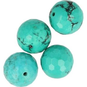 Turkoois kralen facet 14 mm - 4 st. (gekleurd)