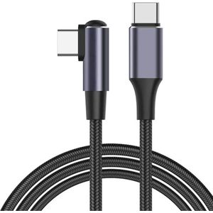 DrPhone UC1 USB C naar USB C - 100W 5A/20V - 90 graden haaks – PD 3.0 Supersnelle oplaadkabel - Nylon Gevlochten - DataSynchronisatie - 2M - Zwart
