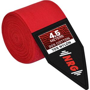NRG - Bandage Boksen - Boksbandages - Hand Wraps - 450 cm - Heren - Dames - Rood