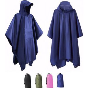 Poncho met Opbergtas - Regenponcho Waterdicht - Fietsponcho Sneldrogend - Winddicht - Unisex - Dames & Heren - One size - Koningsblauw