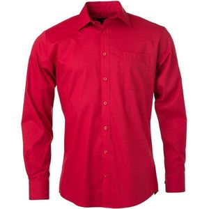 James and Nicholson Heren Longsleeve Poplin Shirt (Rood)