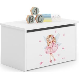 DARIA - Speelgoedkist - 73x40x42cm - met fee thema - wit