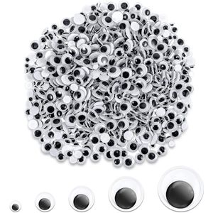 1200 stuks Zelfklevende Wackelaugen Rond Zwart Wit - Kunststof Knutselogen Stickers Voor DIY Scrapbooking Handwerk Pop Accessoires (12/10/8/6mm)