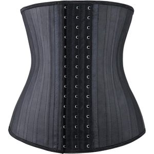 3 lagen van 16 gespen 25 bone polyamide glanzende latex corset, top, taille triple-layer fitness jurk, taille taille, sport fitness, maat S zwart