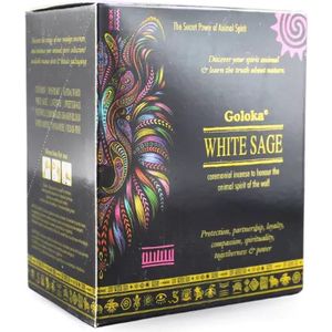 Goloka - White Sage - Wierook - Witte salie - Harswierookstokjes - 12 doosjes