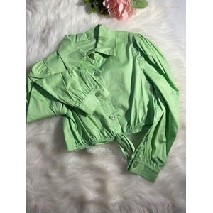 Blouse -Groen - Casual - Lange mouw - Knoop Vooraan - Voorpand Met Knoopjes 122