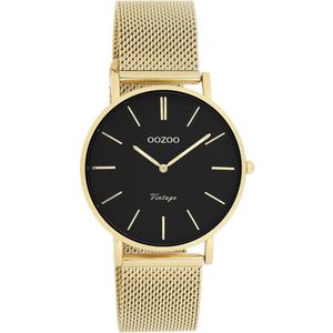 OOZOO Vintage series - goudkleurige horloge met goudkleurige metalen mesh armband - C9914 - Ø36