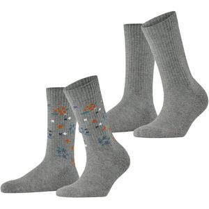 ESPRIT - Flower Rib Multipack - Chaussettes - Lichtgrijs - 2 Pairs
