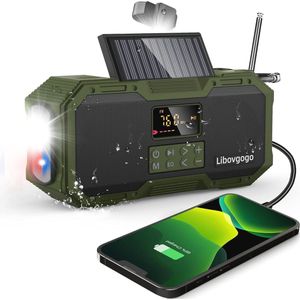 Draagbare Noodradio met Bluetooth, Zonne-energie en Powerbank Functie