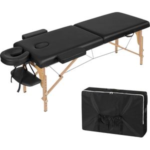 Massagetafel - Massagetafel inklapbaar - Massage bed - In Hoogte verstelbaar - Hoofdsteun - Armleuningen - Opbergtas - 185X58.5cm - zwart