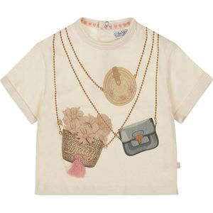 Dirkje - T-shirt - Off White - Katoen - Print met Franjes