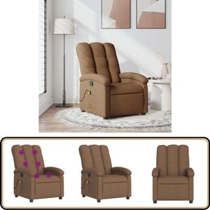 vidaXL Massagestoel - Verstelbaar - Stof - Bruin Verstelbare Massagestoel - Massagestoel - Relaxstoel - Ergonomische Stoel - Lounge Stoel