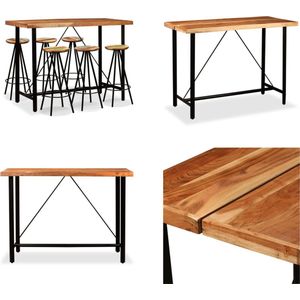 vidaXL 7-delige Barset massief acaciahout en gerecycled hout - Bar Set - Bar Sets - Bar Tafel En Kruk - Bar Tafels En Krukken