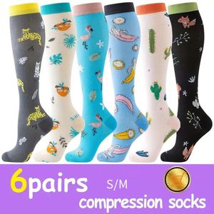 6 paar verbrede compressiekousen | Verbrede compressiekousen voor verpleegkundigen, elastische ondersteuning, bloedsomloopverzorging S/M