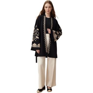 Trendyol Kameel Geweven Geborduurde Cup & Ferace & Kimono Tctss24Kf00018