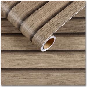 Zelfklevend behang houtlook - muurdecoratie - 1 stuk - beige/braun - 30 x 200 cm