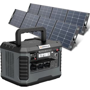 HEKO Solar® Powerstation Master 2200 + Unfold 400 - 2200W - 1944Wh Capaciteit - 400W Zonnepaneel - Draagbare Power Station Generator - Powerstation met Zonnepaneel - USB-C 60W PD - Noodpakket - Powerbank - Solar