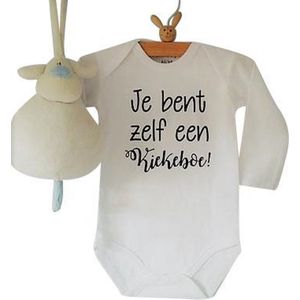 Baby Rompertje met tekst Je bent zelf een Kiekeboe | Lange mouw | wit | maat 50/56
