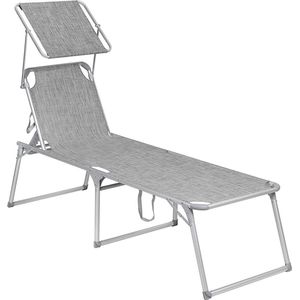 Grote zonneligstoel LIgstoel - Ligbed - Inklapbaar - 65 x 200 x 48 cm - Max. belastbaarheid 150 kg - Grijs