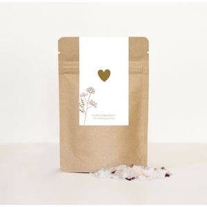 (voeten)badzout | Met rozenblaadjes | Hart | Cadeautje | 80 gram