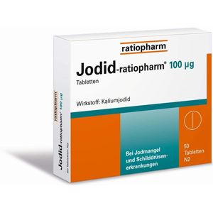Jodium tabletten 100µg - 50 stuks -kaliumjodide – Zonder recept voor in je Noodpakket - jodid-ratiopharm -Jodiumtabletten