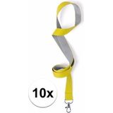 10 keycords geel/grijs 2 x 50 cm - lanyards