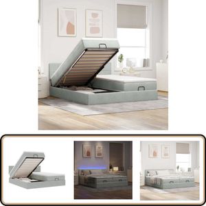 vidaXL Ottoman bed 180x200cm - LED - Fluweel Lichtgrijs Ottoman Bed - Boxspring Bed - Velvet Bed - Led Bed - Stapelbaar Bed