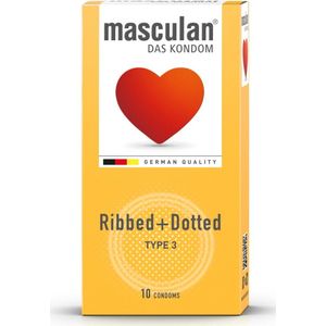Masculan - Ribbed and dotted 10 stuks Condooms - Roze