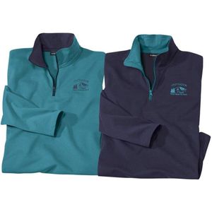 ATLAS FOR MEN - Set van 2 dunne sweaters met ritskraag Outdoor - Heren - Verkrijgbaar in grote maten - 5XL