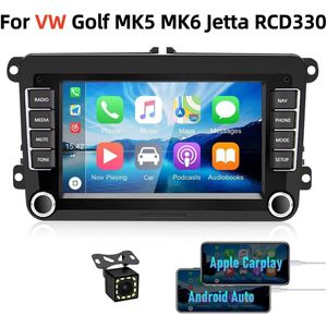 Android 13 Touchscreen Auto Head Unit for VW Golf MK5/MK6/Jetta | 7inch 2+32G, RCD330 Protocol, Plug-and-Play + Achteruitrijcamera