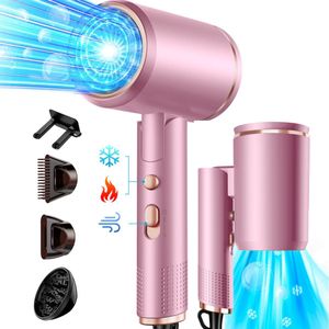 ibettertec - Föhn - Haardroger Ionen - Vouwbare - 2400 W - met 3 stylingmondstukken en 6 temperatuurinstellingen - opvouwbare haardroger - Grijs Roze