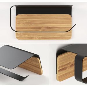 Stellar Toiletrolhouder - Toiletrolhouder Met Plank - Toiletrolhouder voor Badkamer - Wandgemonteerd & Zelfklevend - Wc rolhouder - Wc rolhouder zwart - Toiletrolhouder zwart