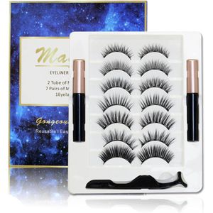 Magnetische Wimpers en Eyeliner Kit - 7 Pairs 3D Herbruikbare Natuurlijke Wimpers - Waterproof Magnetische Eyeliner Zonder Lijm Nodig