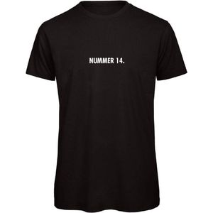 T-shirt Zwart XL - nummer 14 - wit - soBAD. | T-shirt unisex | T-shirt man | T-shirt dames | Voetbalheld | Voetbal | Legende