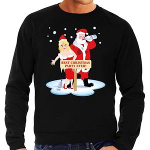Grote maten foute Kersttrui / sweater - Best Christmas party ever - zwart voor heren -  plus size kerstkleding / kerst outfit XXXL