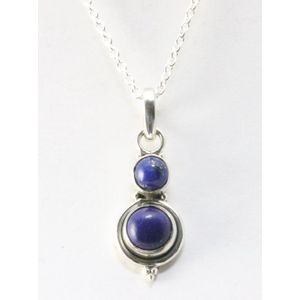 Fijne zilveren hanger met lapis lazuli aan ketting