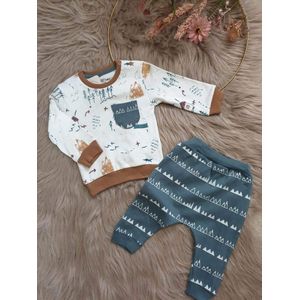 Babysetje 2-delig - Newborn kleding set/jongens/meisjes - kraamcadeau - babykleding - babykleertjes - Huispakje | Kraamkado - Maat 86/92 cm - wit/groen