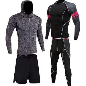 E-shop4u® - Winter Thermokleding Set Mannen - 4-delig Thermisch Ondergoed - Heren - Compressie - Snel Drogend - Ademend - Lente/Zomer/Herfst/Winter - Maat XXL - Grijs/Paars