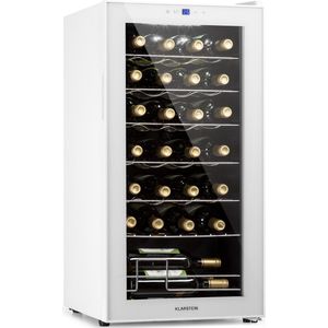 Klarstein Shiraz 28 Uno Wijnkoelkast - 74 Liter - 28 Flessen - Touch bedieningspaneel - 5-18°C - Wit glas