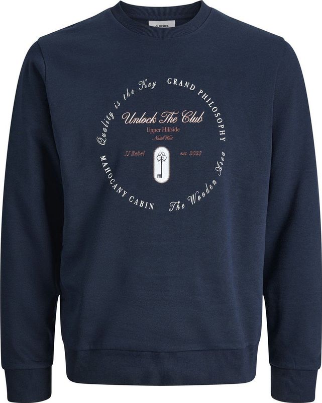 JJ REBEL - Sweater - Donkerblauw - Heren - Ronde Hals - Lange Mouwen