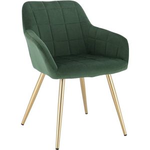 Velvet Dining Chair - Keukenstoel - Gestoffeerde zitting - Stabiele metalen poten - Comfortabele zit - 43 cm x 55 cm x 81 cm