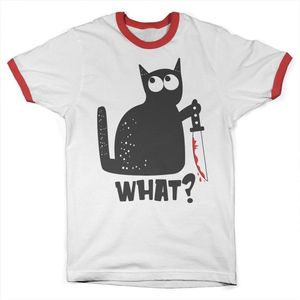 Hybris Cat Say What Ringer Tee White-Red-S