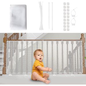 300×90cm - Veiligheidsnet voor kinderen - Babybeschermingsnet - Robuust verstelbaar trapheknet Veiligheidsbarrière - Geschikt voor balkon en trap - Veilig en stevig - Eenvoudig te installeren en te verwijderen - Wit