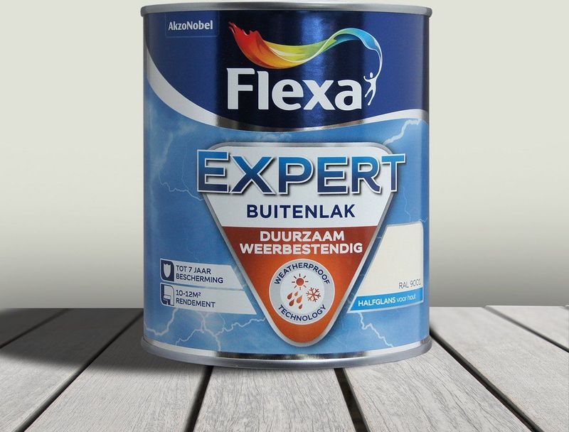 Flexa - Expert Buitenlak - Halfglans - Ral 9001 Cremewit - Lakverf - 750 ml - Terpentine basis