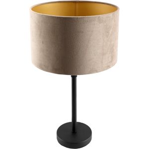 Olucia Kristianne - Moderne Tafellamp - Metaal/Stof - Goud;Taupe