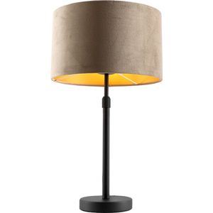 Olucia Kristianne - Moderne Tafellamp - Metaal/Stof - Goud;Taupe